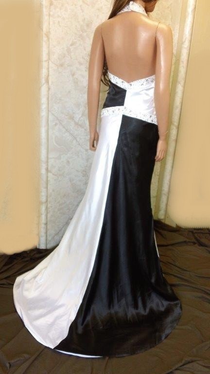 silk black and white wedding dresses